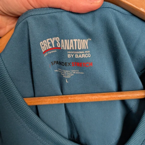 Grey's Anatomy Teal Two Pocket Scrub Top L - Picture 2 of 4